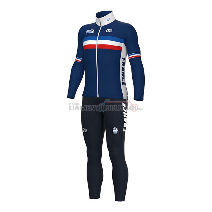 Abbigliamento Ciclismo Francia Manica Lunga 2022 Blu